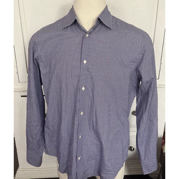 Vince Shirt Button Up Men's XL Long Sleeve Purple Blue Checkered EUC - Picture 1 of 6